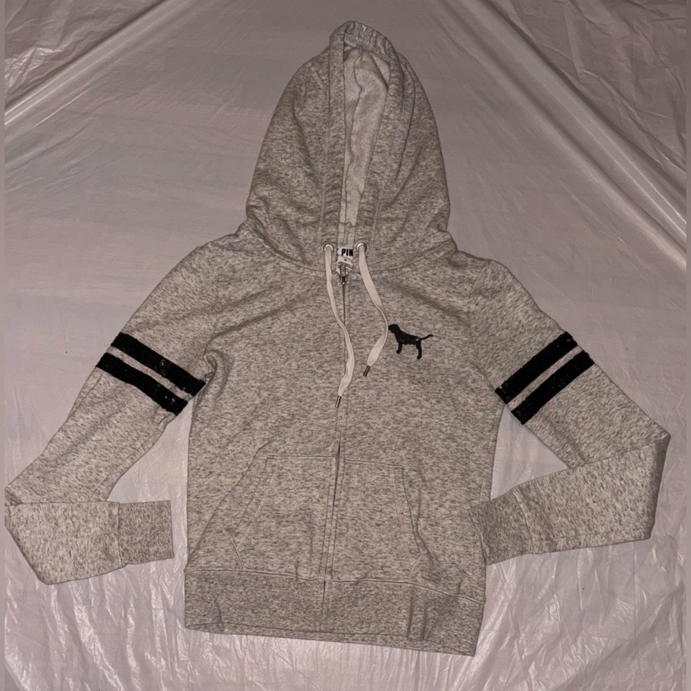 Victoria's Secret Gray Hoodie with Black Stripes